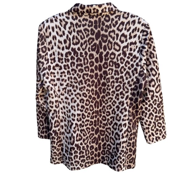 Toteables Susan Graver Vintage Leopard Print Womens Full Zip Long Sleeve Jacket - Picture 4 of 10